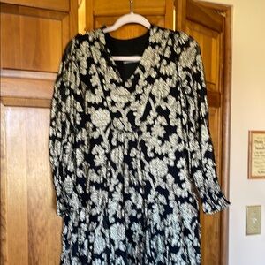 Anthropology Black and Cream Floral Dress
